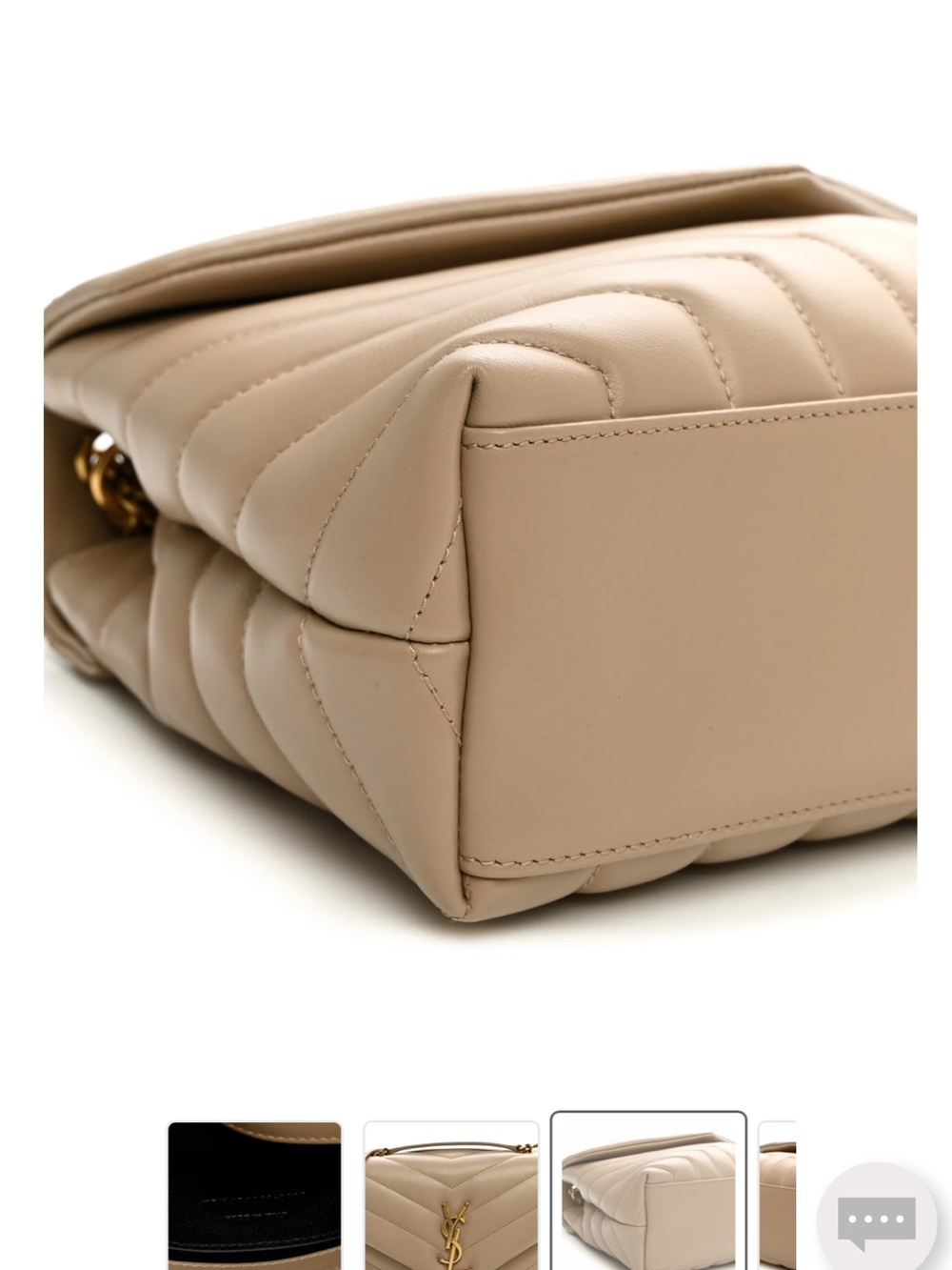 Inspired Saint Laurent Taupe Quilted Leather Shoulder Bag with Gold Logo - Picture 5 of 9